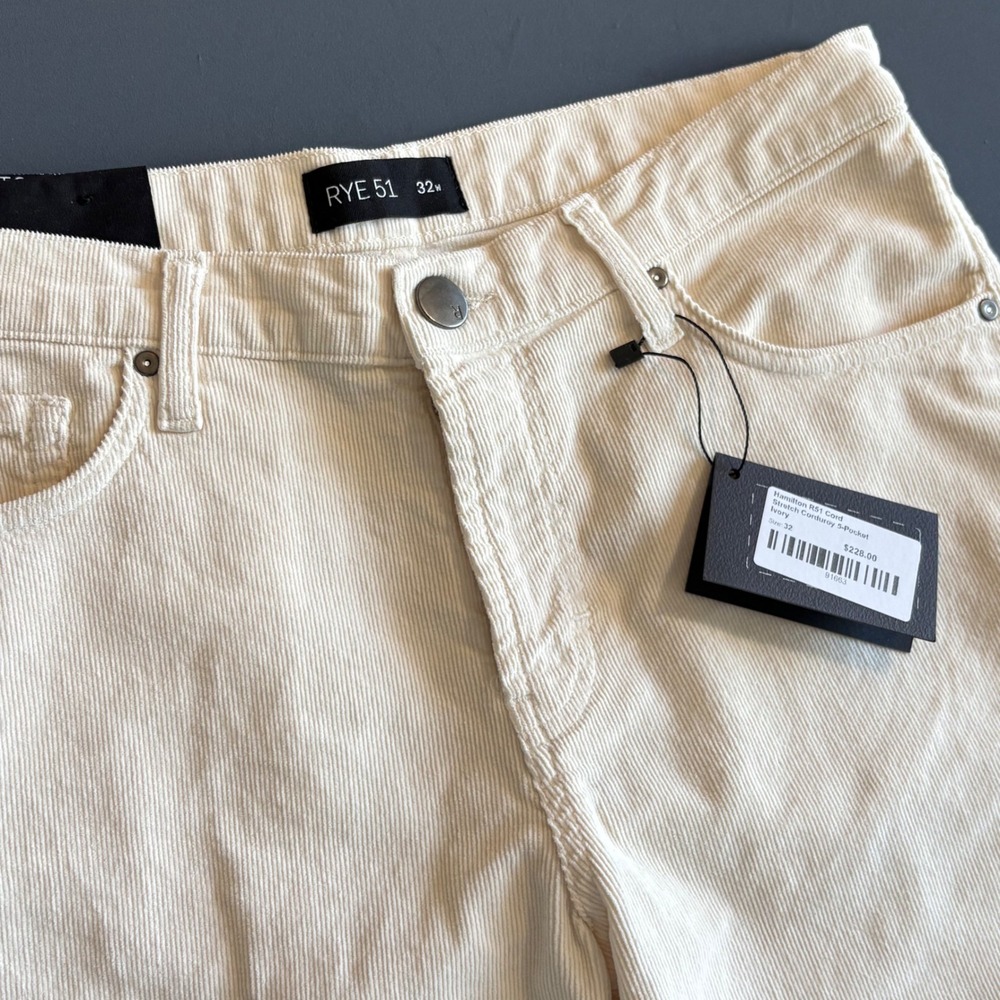 NEW - Rye 51 Silo Straight Fit Corduroy Pants | Size 32 | Wheat | MSRP $228